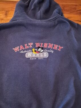 Classic Disney Hoodie with large embroidered Mickey Logo Adult Medium